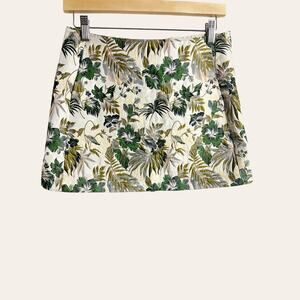 Urban Outfitters Tropical Hibiscus Leaf Print Jacquard Mini Skirt Size S